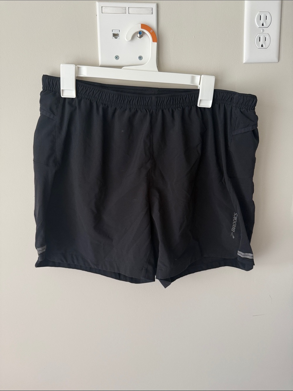 Brooks Men’s Black Athletic Running Shorts with Reflective Trim